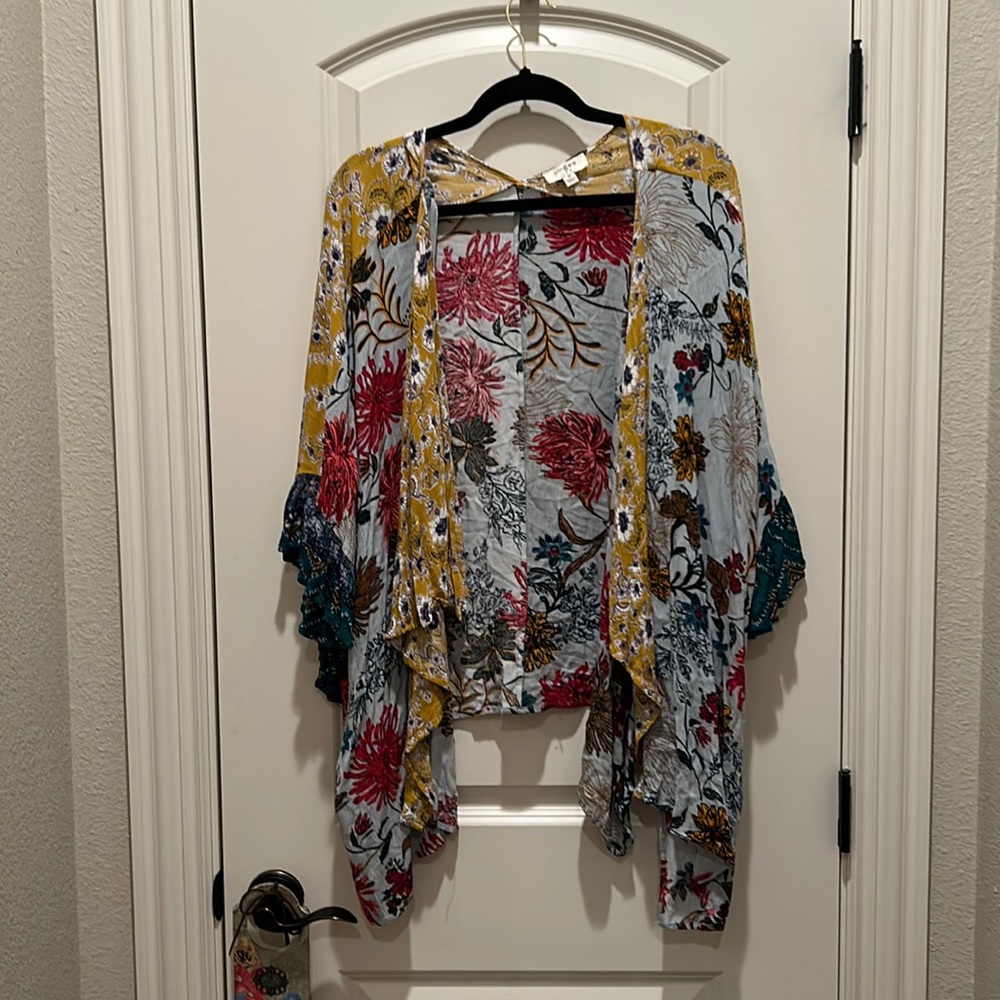 Umgee Floral Sheer Open Jacket